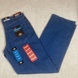 Dickies DD220 Mens FLEX Denim 5-Pocket Relaxed Fit Straight Leg Jeans 32x34 NWT